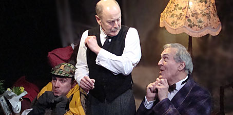 Actors Leo Conville (Toad), Jeffrey Perry (Mole), Timothy Davies (Badger) in David Gooderson's play 'The Killing of Mr. Toad'. Photo: Ruth Hall